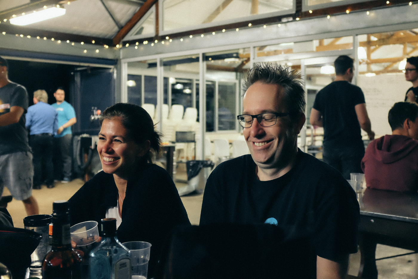 Two people smiling